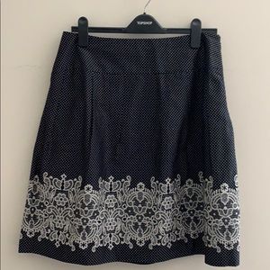 LOFT WOMEN SKIRT BLACK POLKA-DOT SIZE 10P